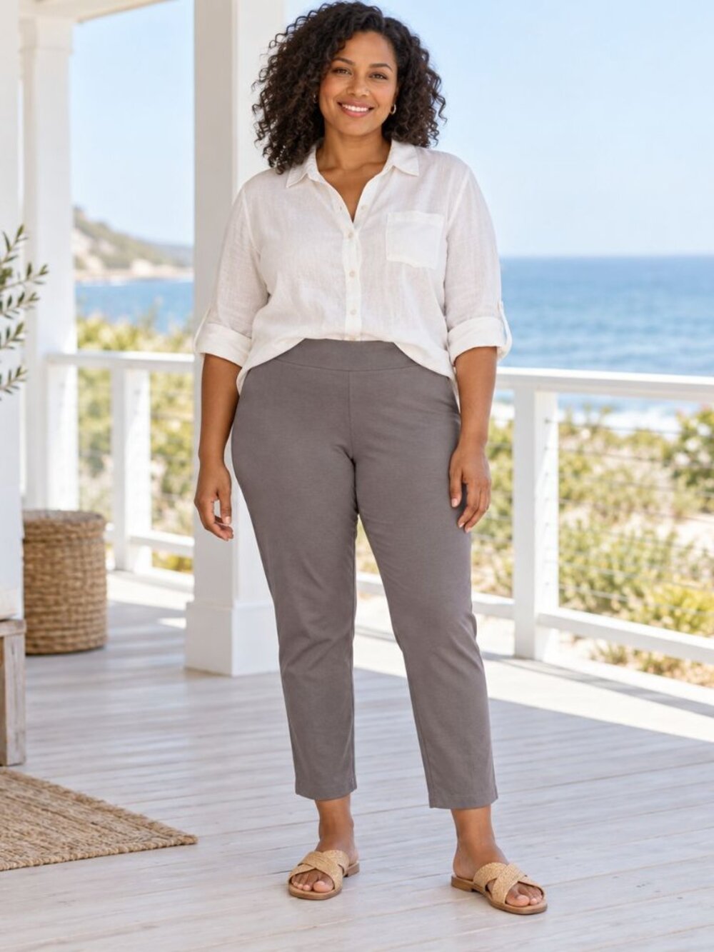 J. Jill Pure Jill 2X Gray Slim Leg Pull On Pants Minimalist Coastal Grandma